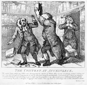Auckinleckin kilpailu julkaisusta "Picturesque Beauties of Boswell, Part the Second", kaivertanut Thomas Rowlandson, 1786